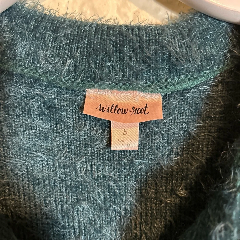 Willow &‎ Root Green eyelash knit cardigan sweater size small